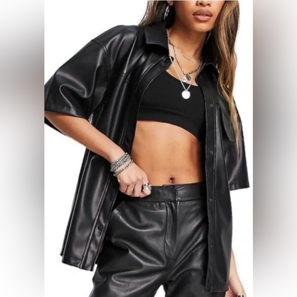 Topshop Black Leather Jacket